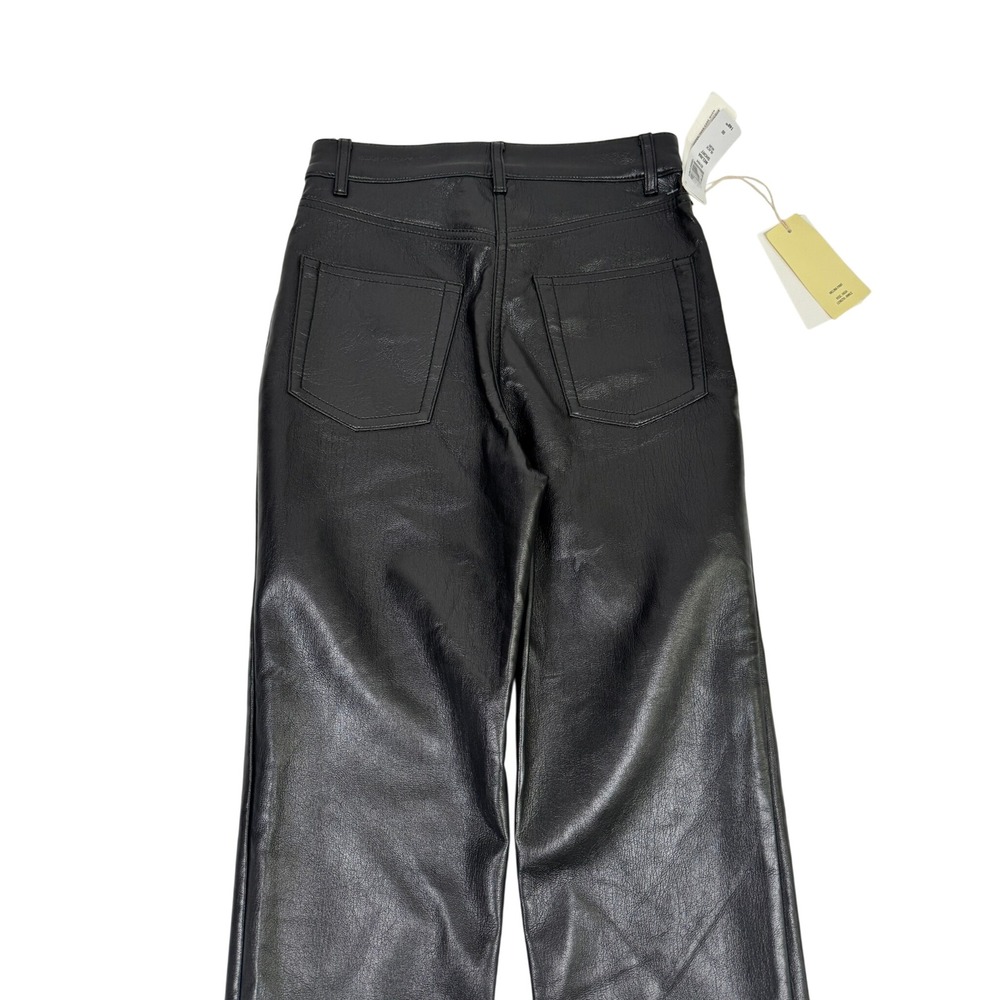 Aritzia Wilfred Melina High Rise Straight Vegan Leather Pants Black Size 00 NWT - Picture 6 of 9